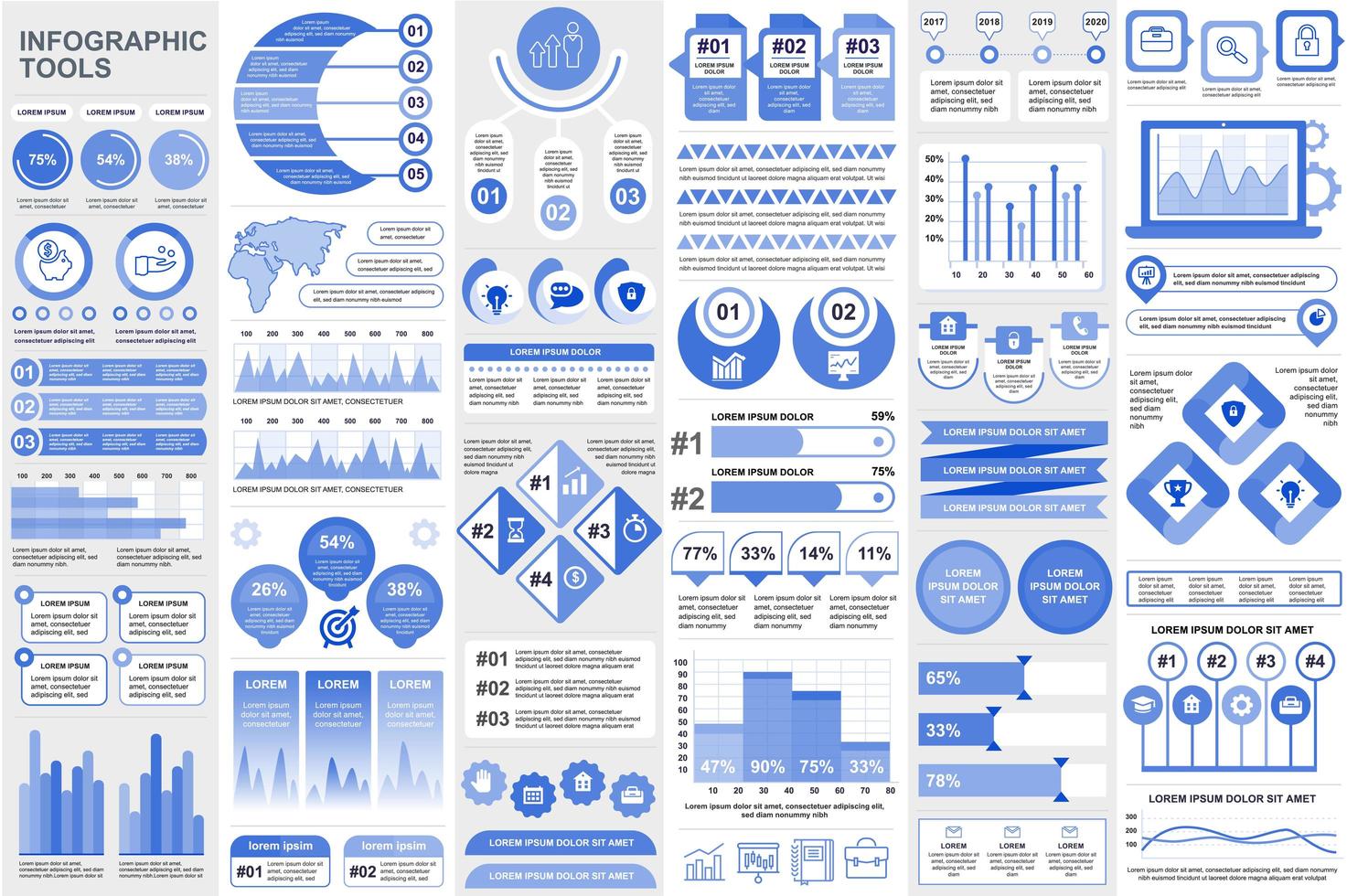 Collection infographic elements data visualization vector design