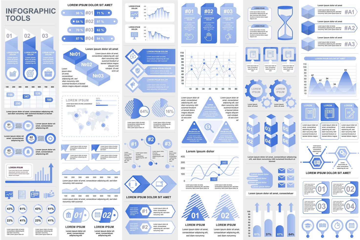 Collection infographic elements data visualization vector design