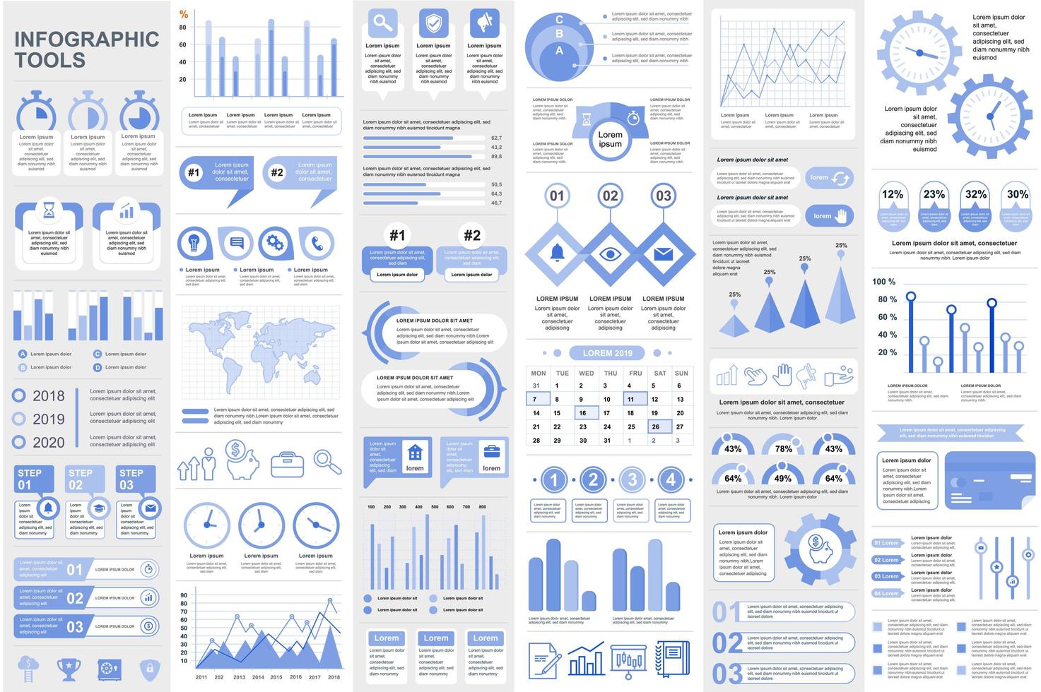 Collection infographic elements data visualization vector design