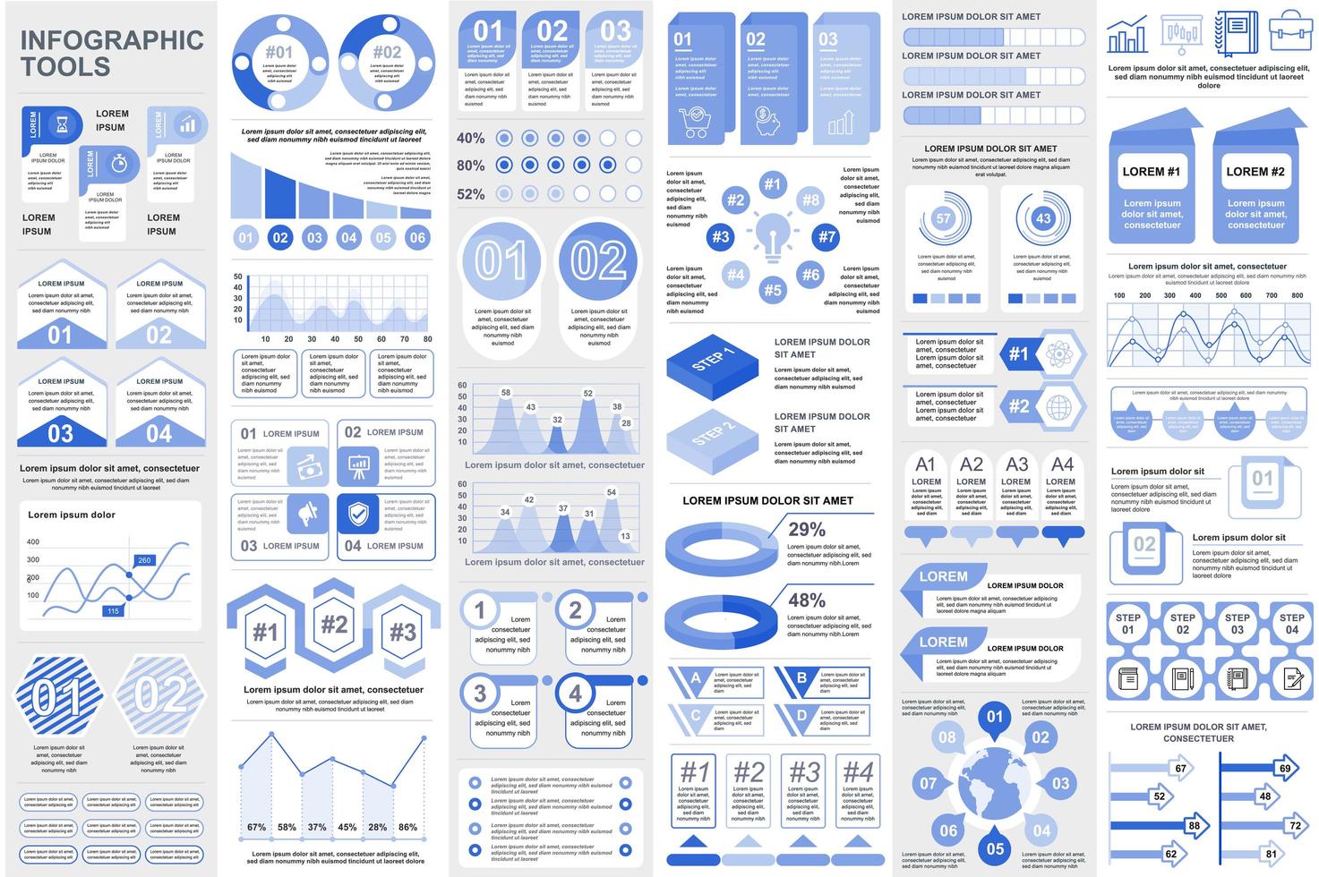 Collection infographic elements data visualization vector design