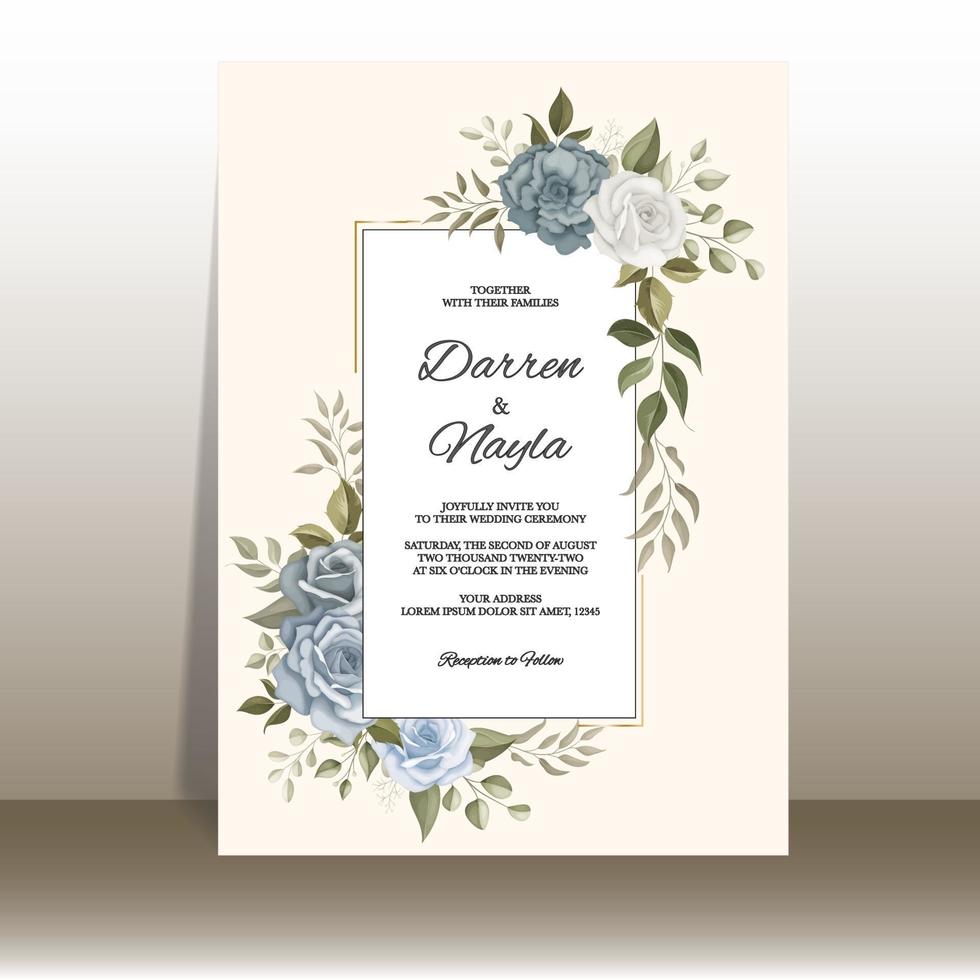 Luxury and elegant floral wedding invitation card template vector