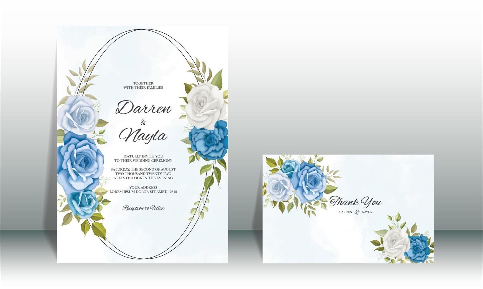 tarjeta de invitación de boda floral de lujo y elegante vector
