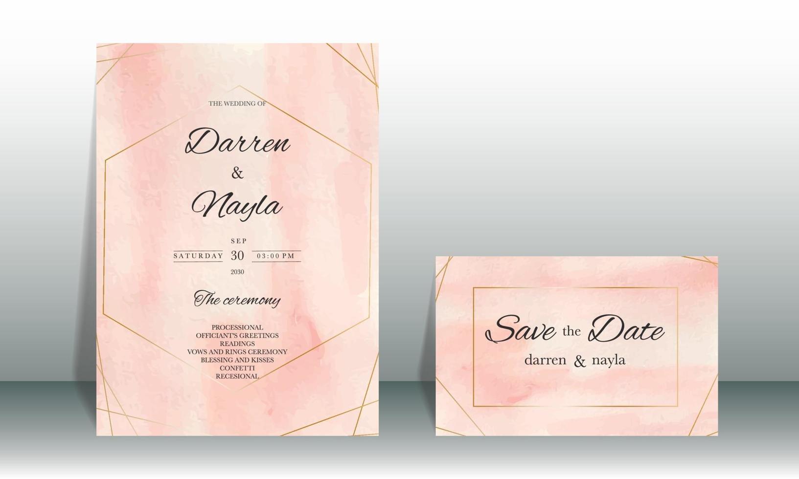 tarjeta de invitación de boda colorida watrcolor vector