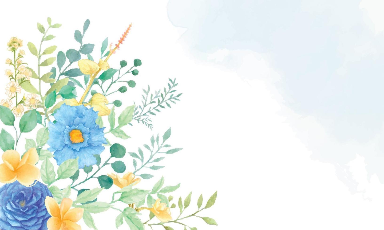 Beautiful floral watercolor background frame vector