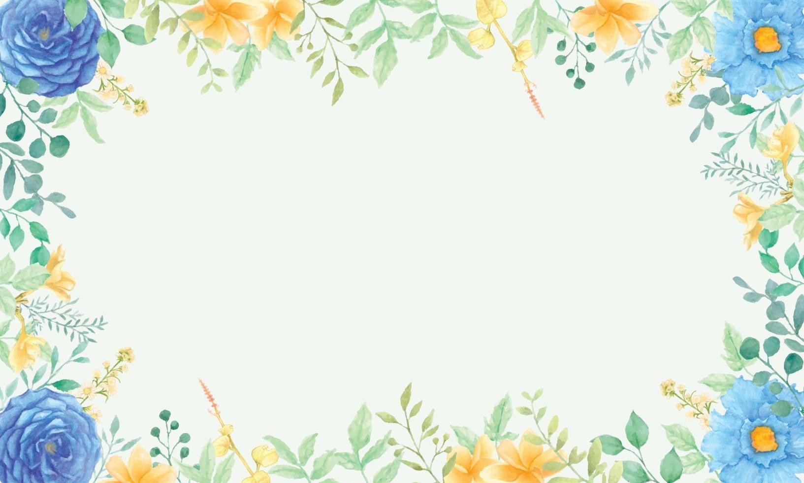 Beautiful floral watercolor background frame vector