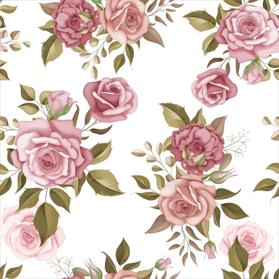 Beautiful rose flower seamless pattern vector