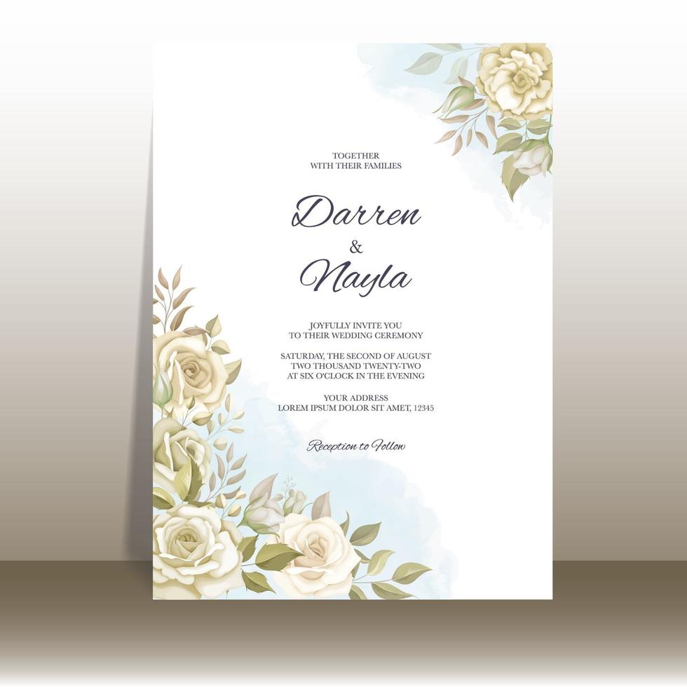 plantilla de tarjeta de invitación de boda romántica vector