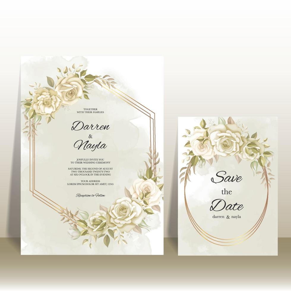 Romantic wedding invitation card template vector