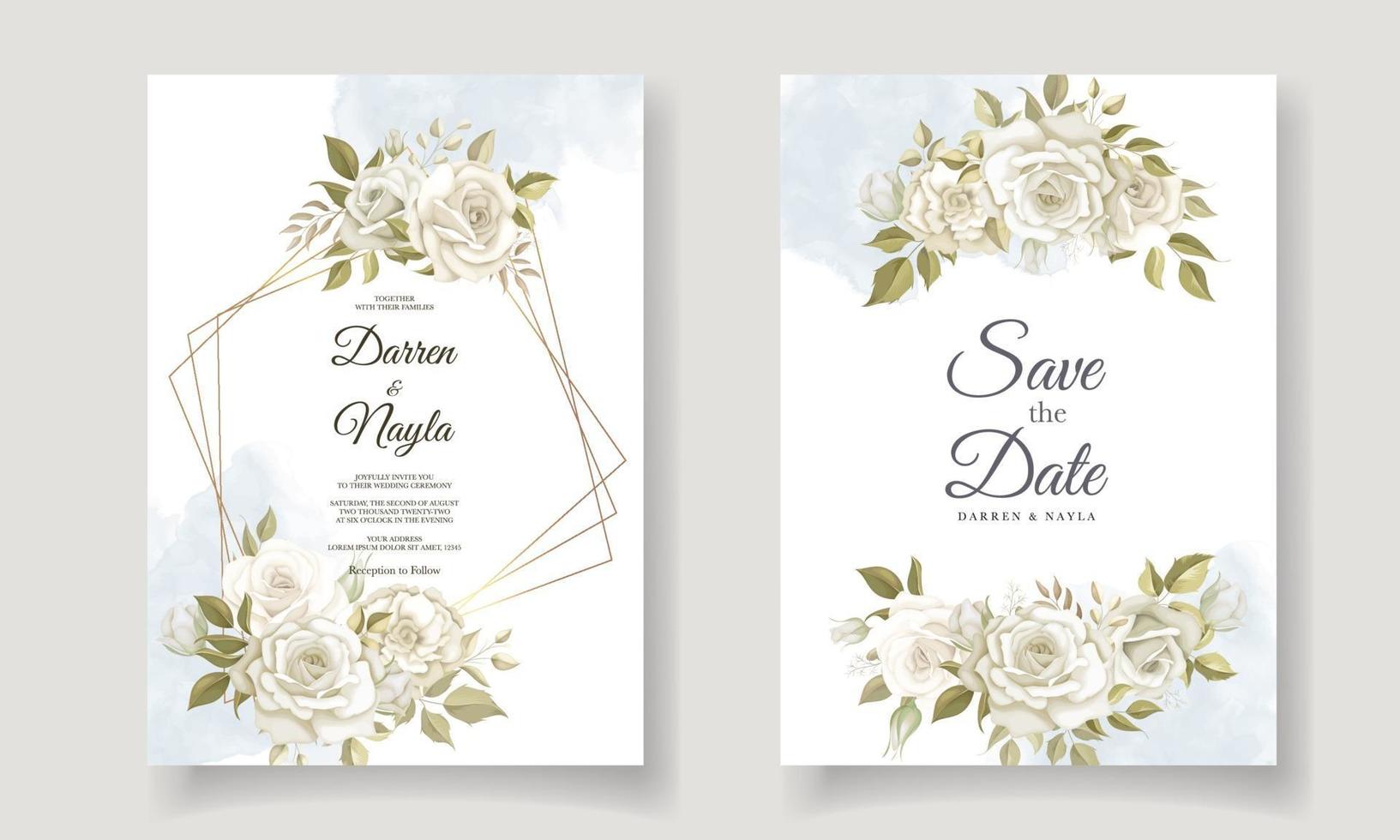 plantilla de tarjeta de invitación de boda romántica vector