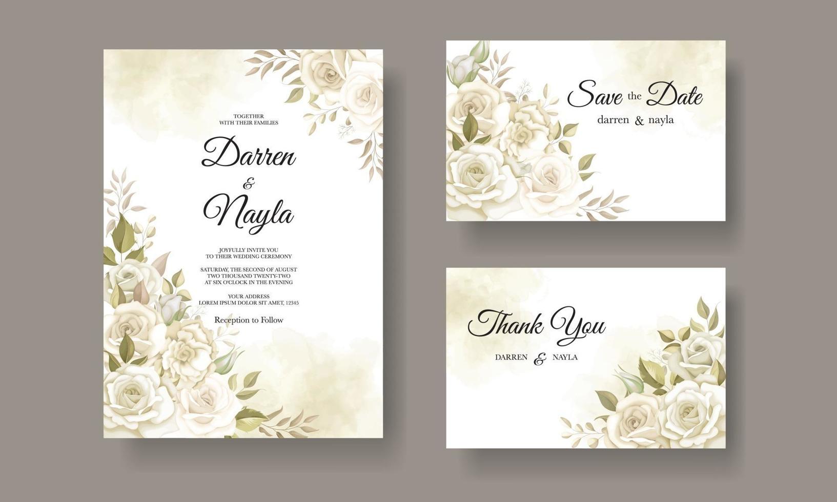 Romantic wedding invitation card template vector