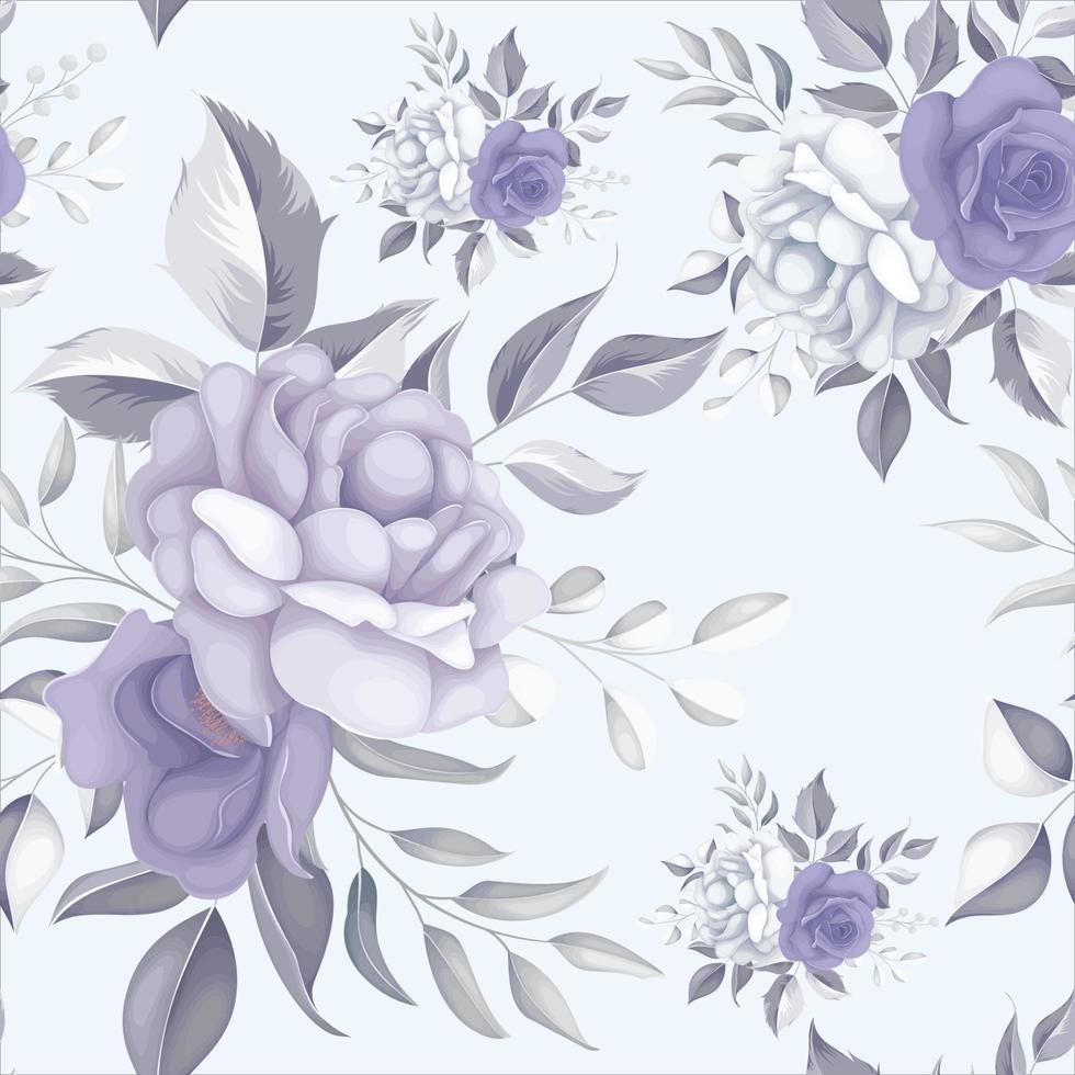 Beautiful floral seamless pattern with purple flowers vector