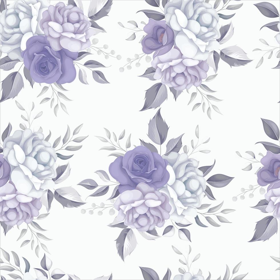 Beautiful floral seamless pattern with purple flowers vector