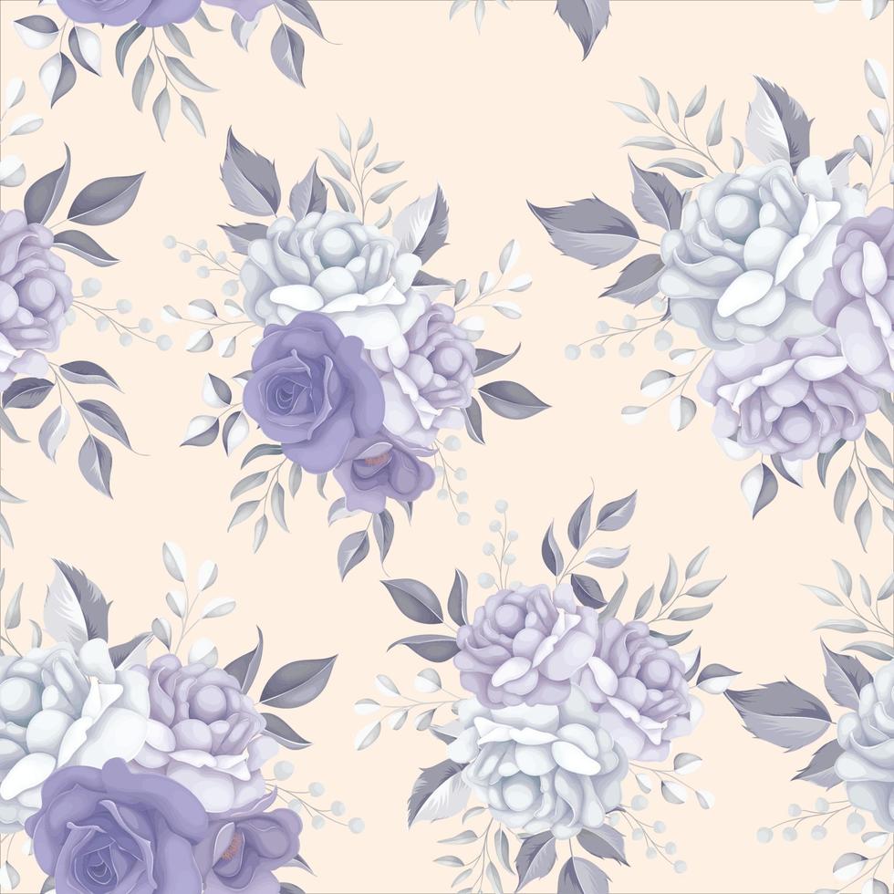 Beautiful floral seamless pattern with purple flowers vector