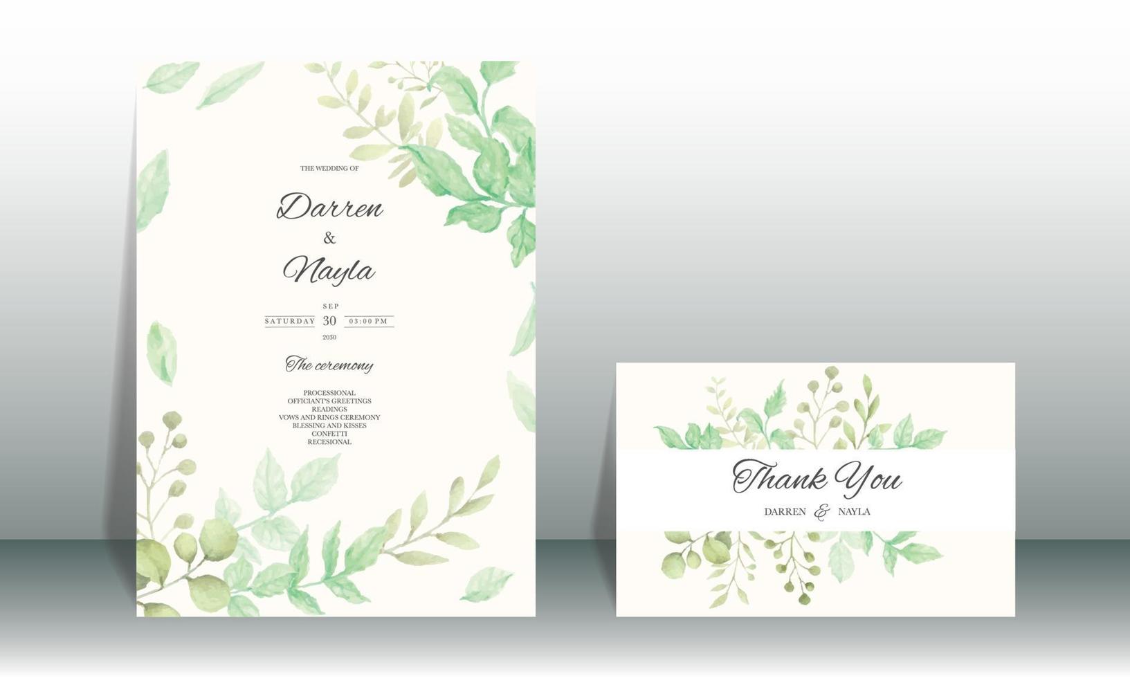 elegante tarjeta de invitación de boda floral vector