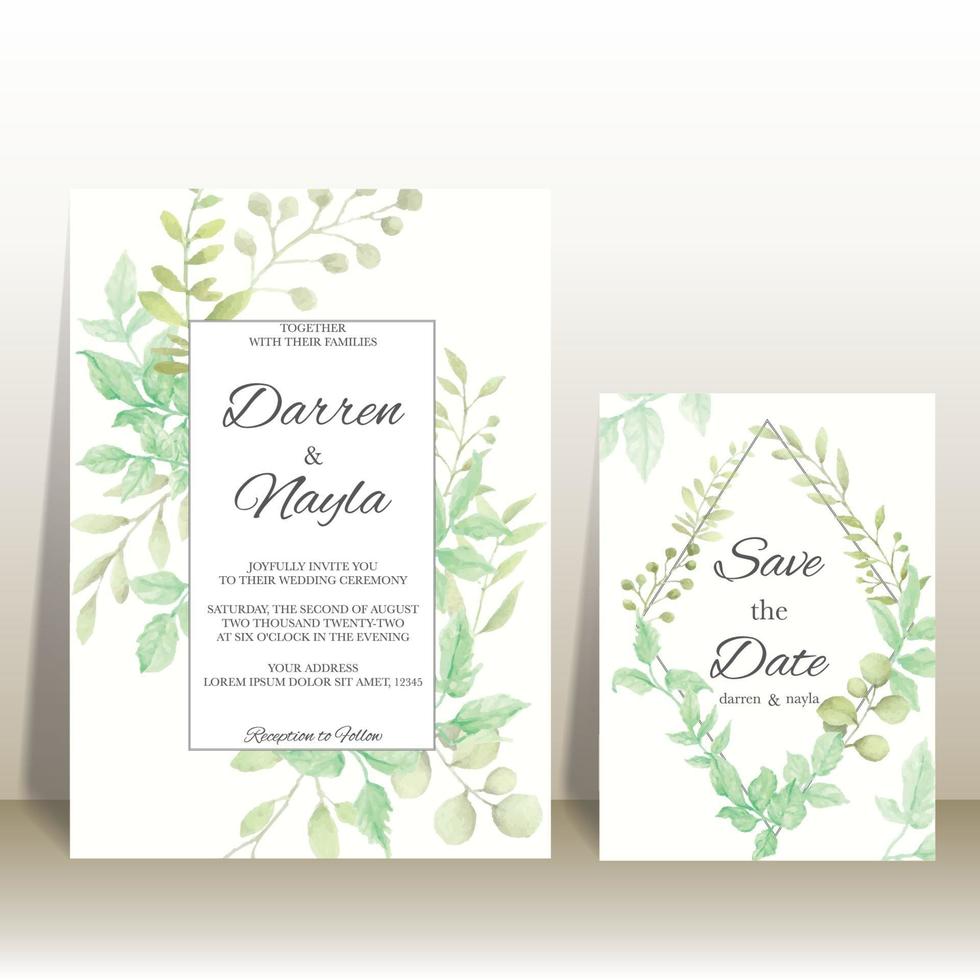 Elegant floral wedding invitation card vector