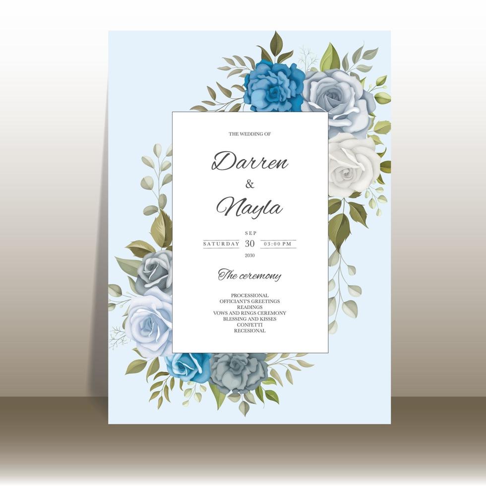 hermoso diseño de plantilla de invitación de boda floral dibujado a mano vector