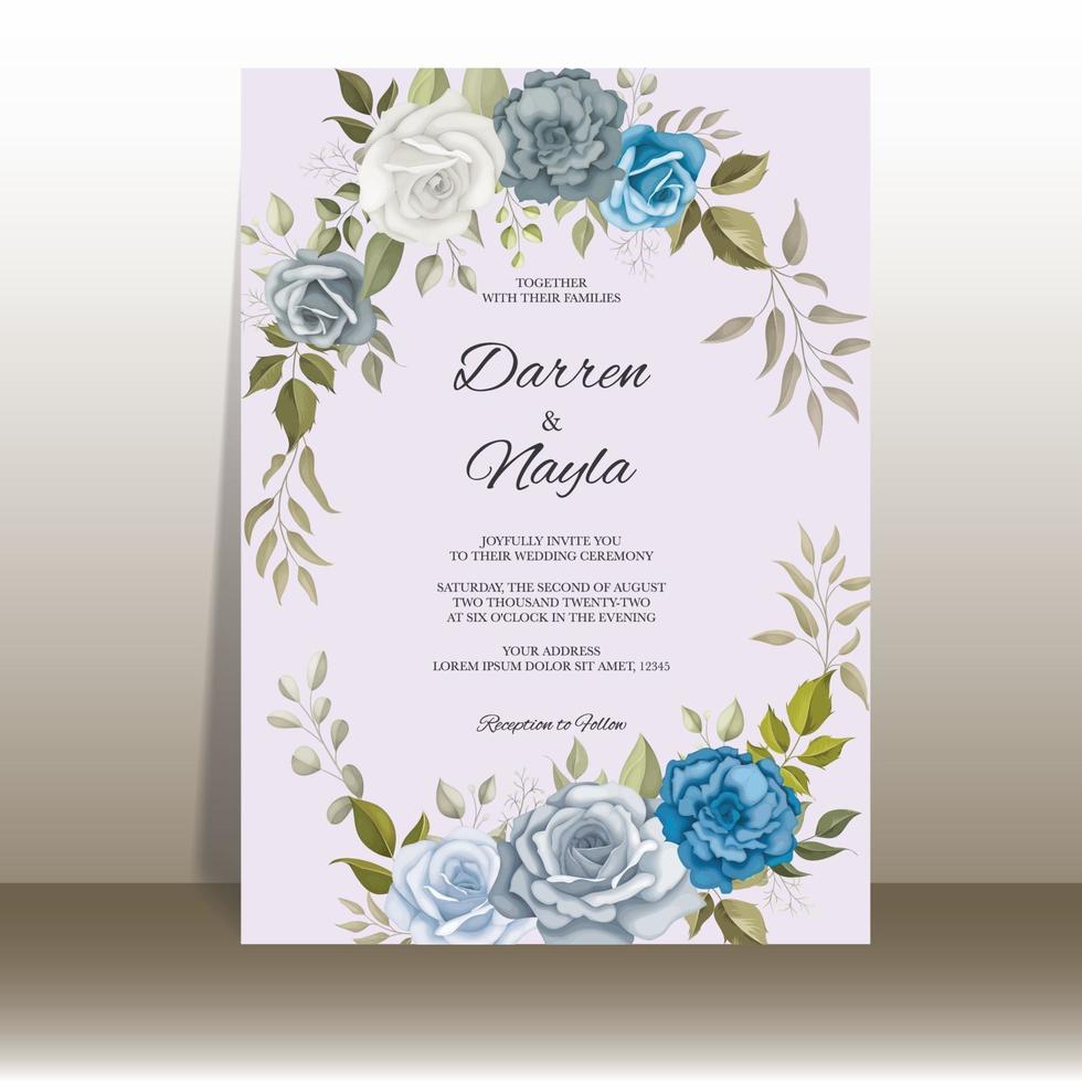 Beautiful hand drawn floral wedding invitation template design vector