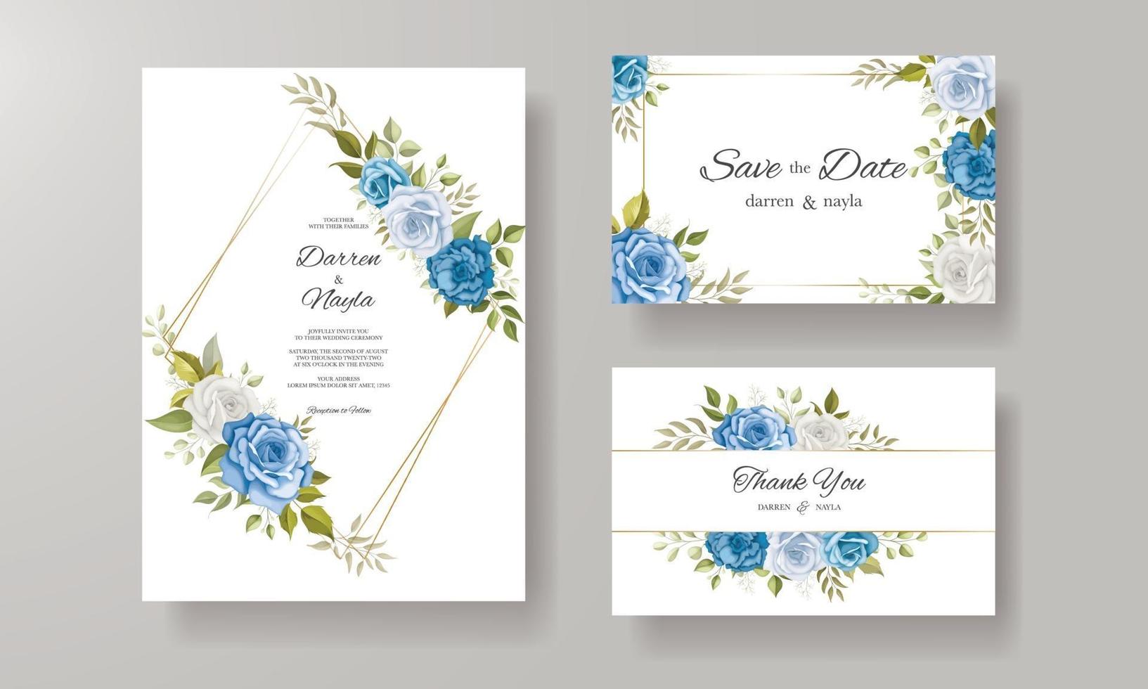 elegante tarjeta de invitación de boda floral vector