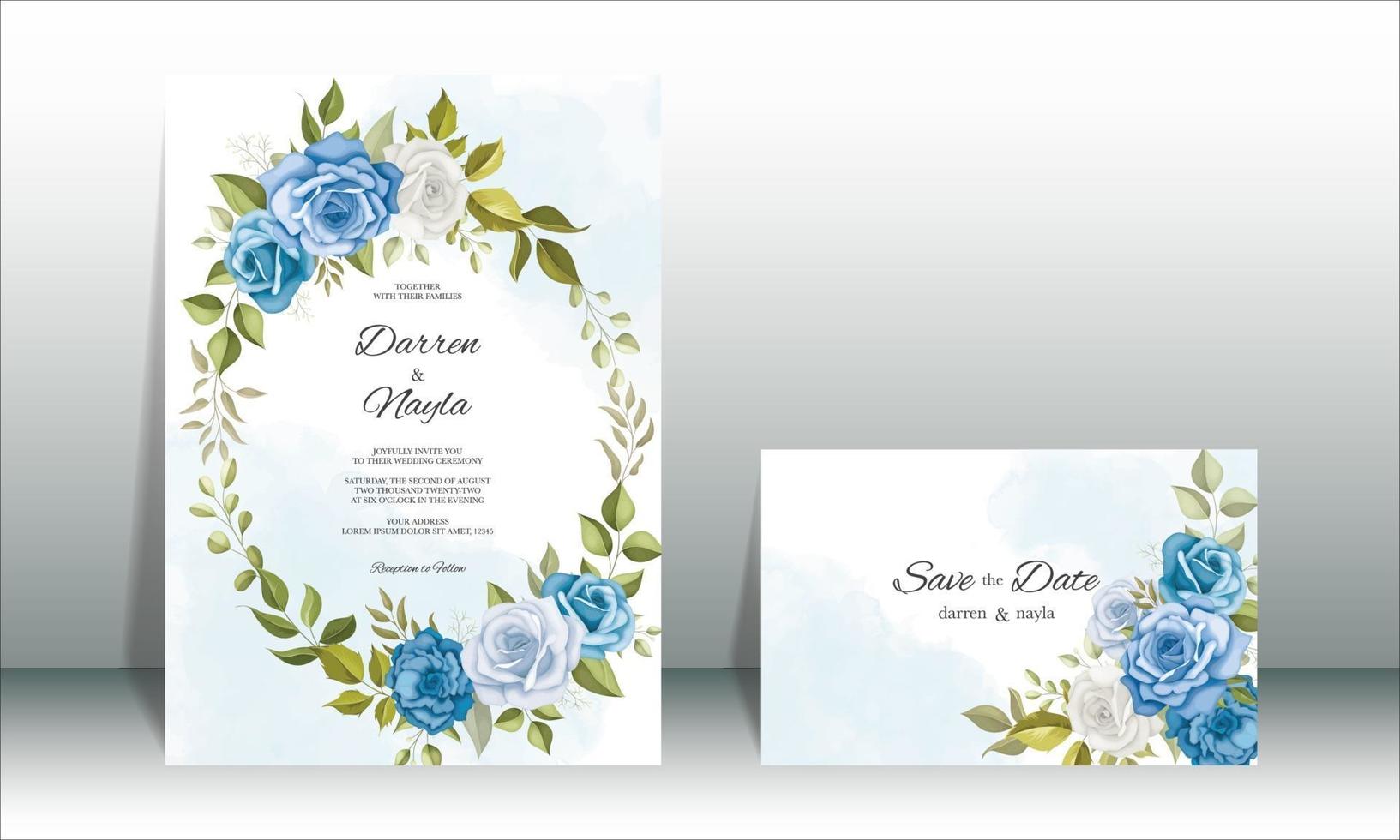 elegante tarjeta de invitación de boda floral vector