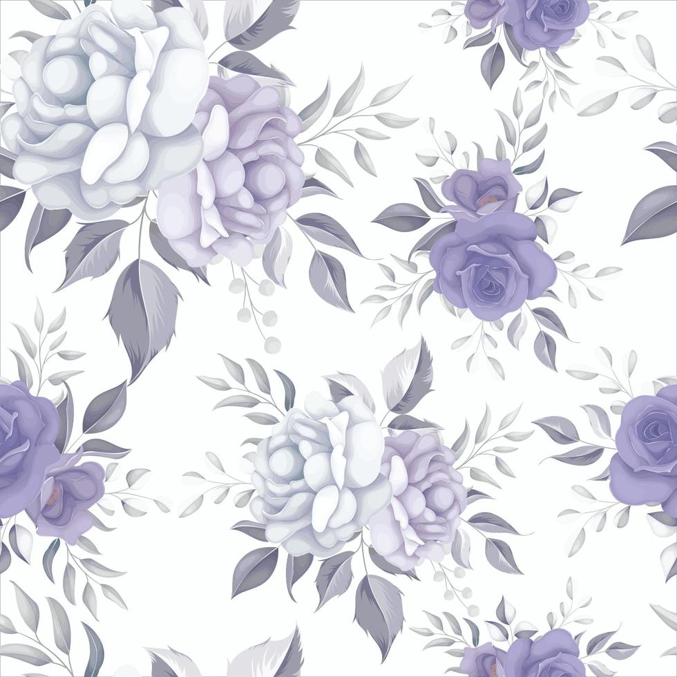 Beautiful floral seamless pattern with purple flowers vector