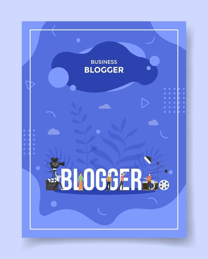 business blogger concept creative team working together make video vector