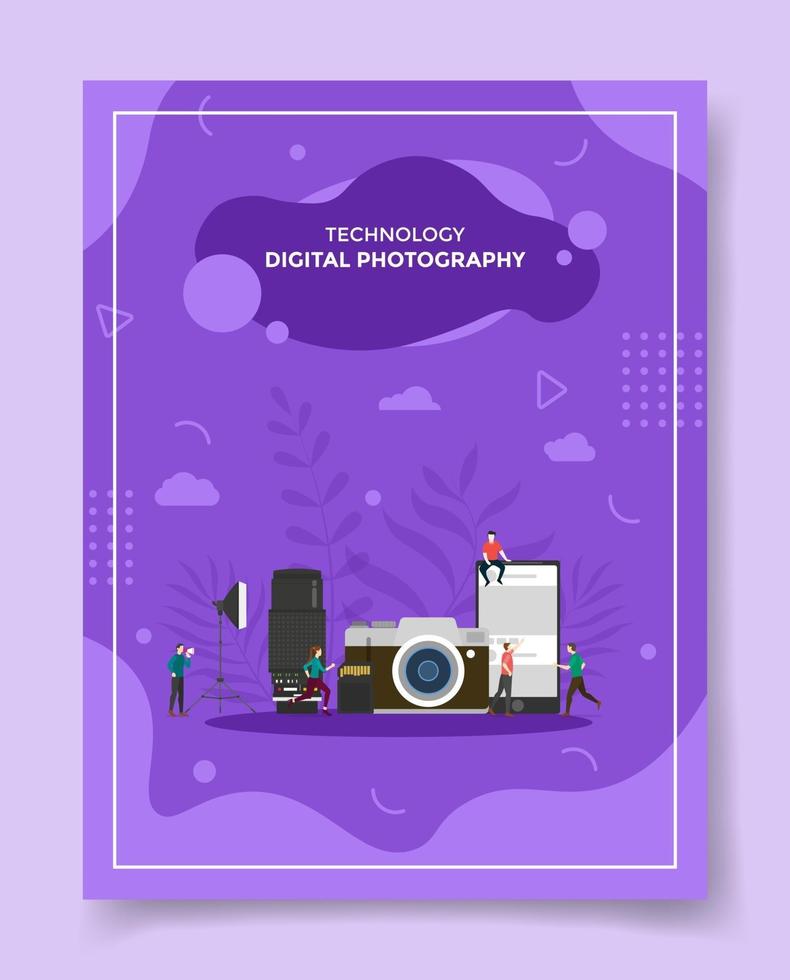 digital photography concept people around camera smartphone vector