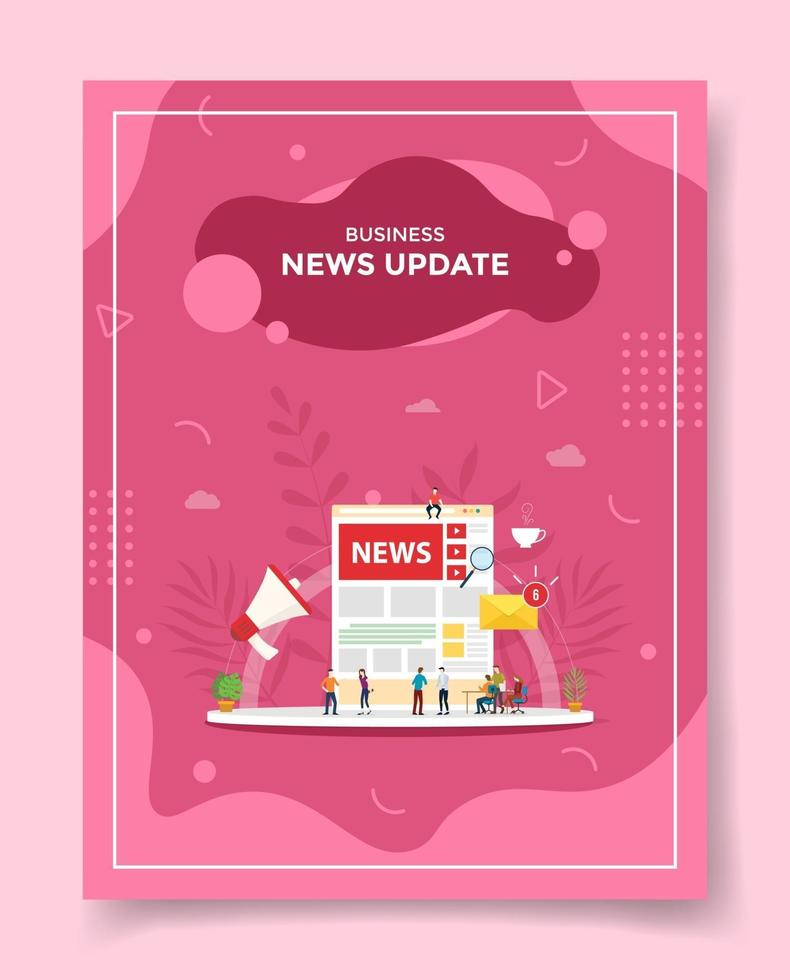 news update concept people around ui video playlist speaker vector