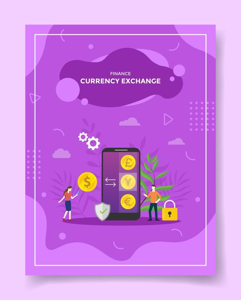 finance currency exchange concept men women around coin dollar vector