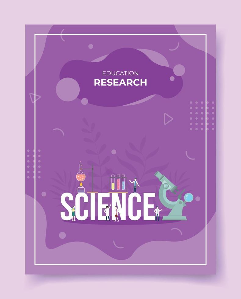 education research concept people around word science microscope vector