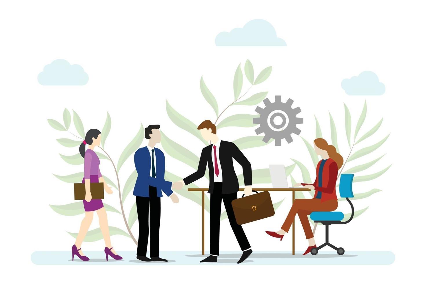 business service concept with people work and make deals vector