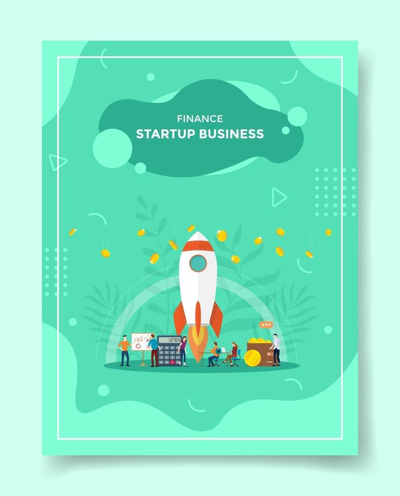 finance startup business concept people around rocket fly takeoff vector