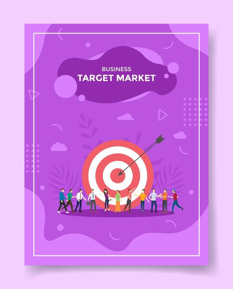 target market people character front dart on center target board vector