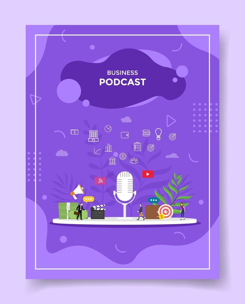 concepto de podcast de negocios para la plantilla de pancartas, folletos, portada de libros vector