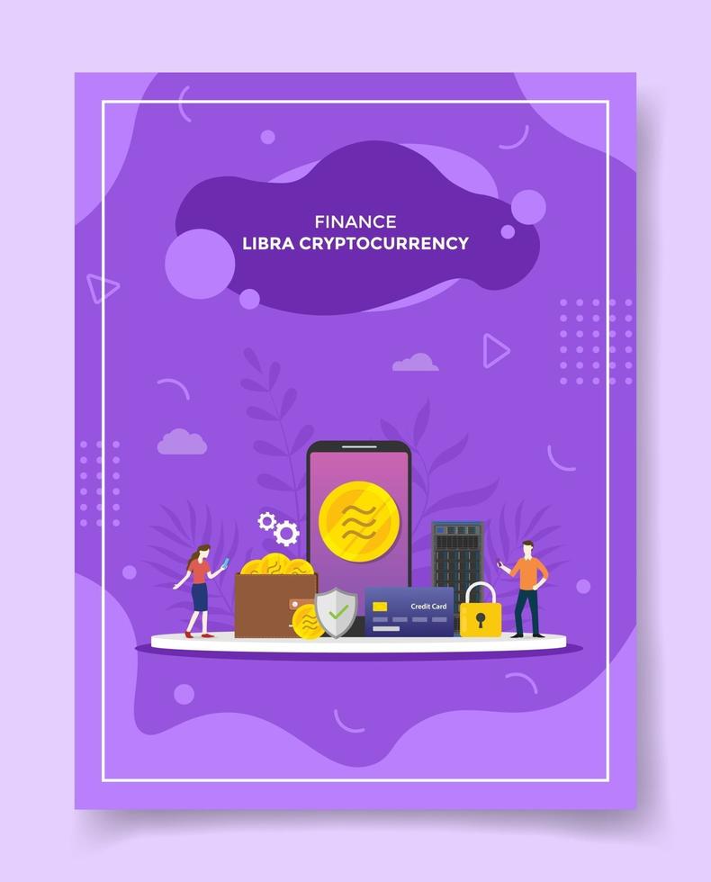 libra cryptocurrency people around smartphone server card bank vector