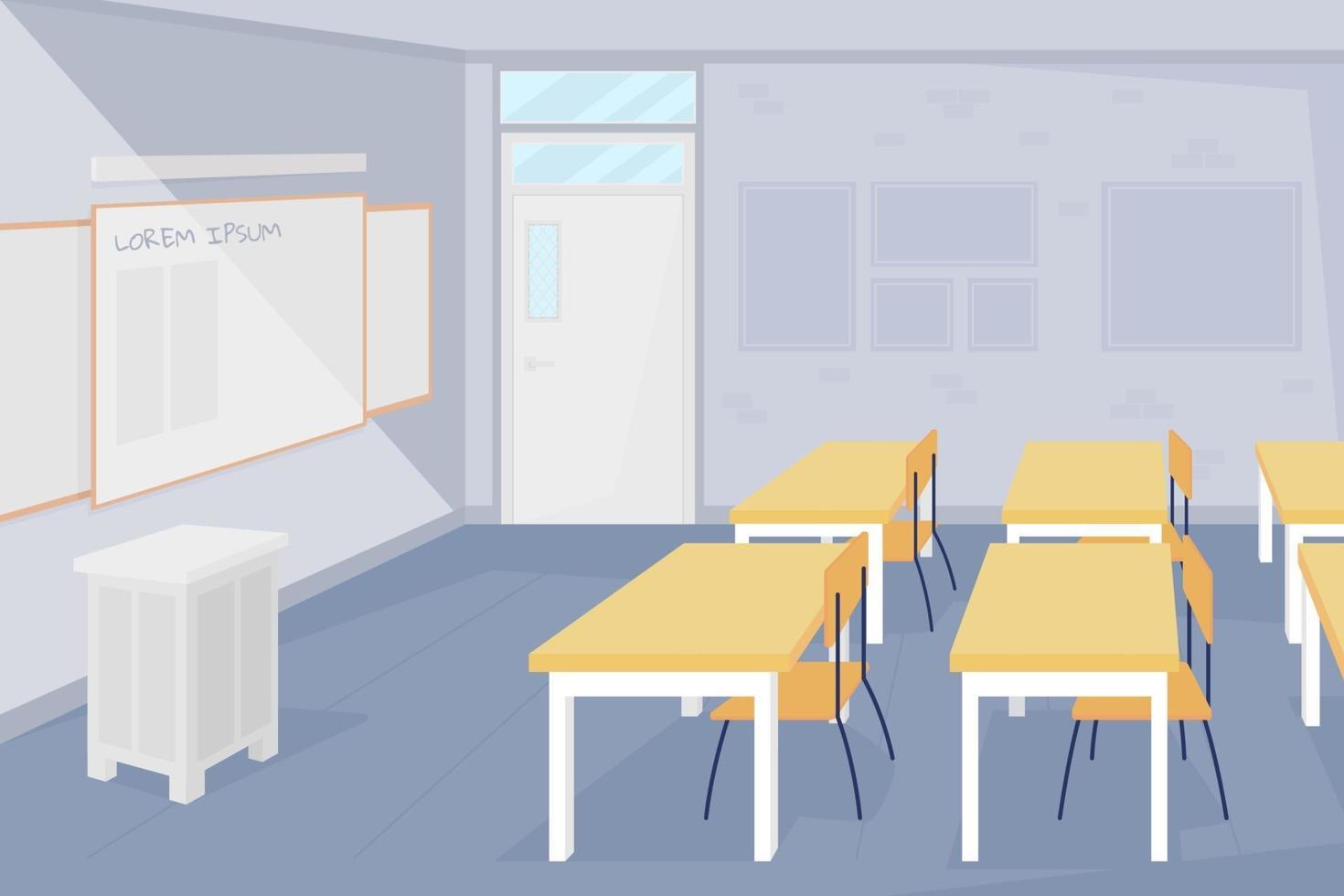 Nobody at school classroom flat color vector illustration