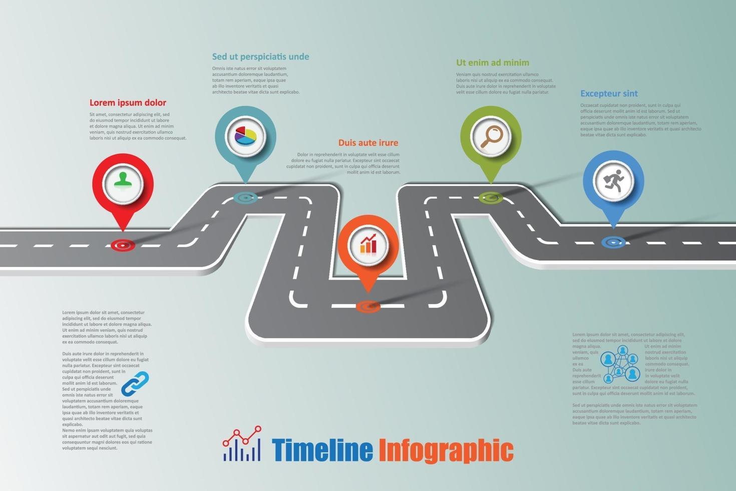 Infografía de línea de tiempo de hoja de ruta empresarial, ilustración vectorial vector