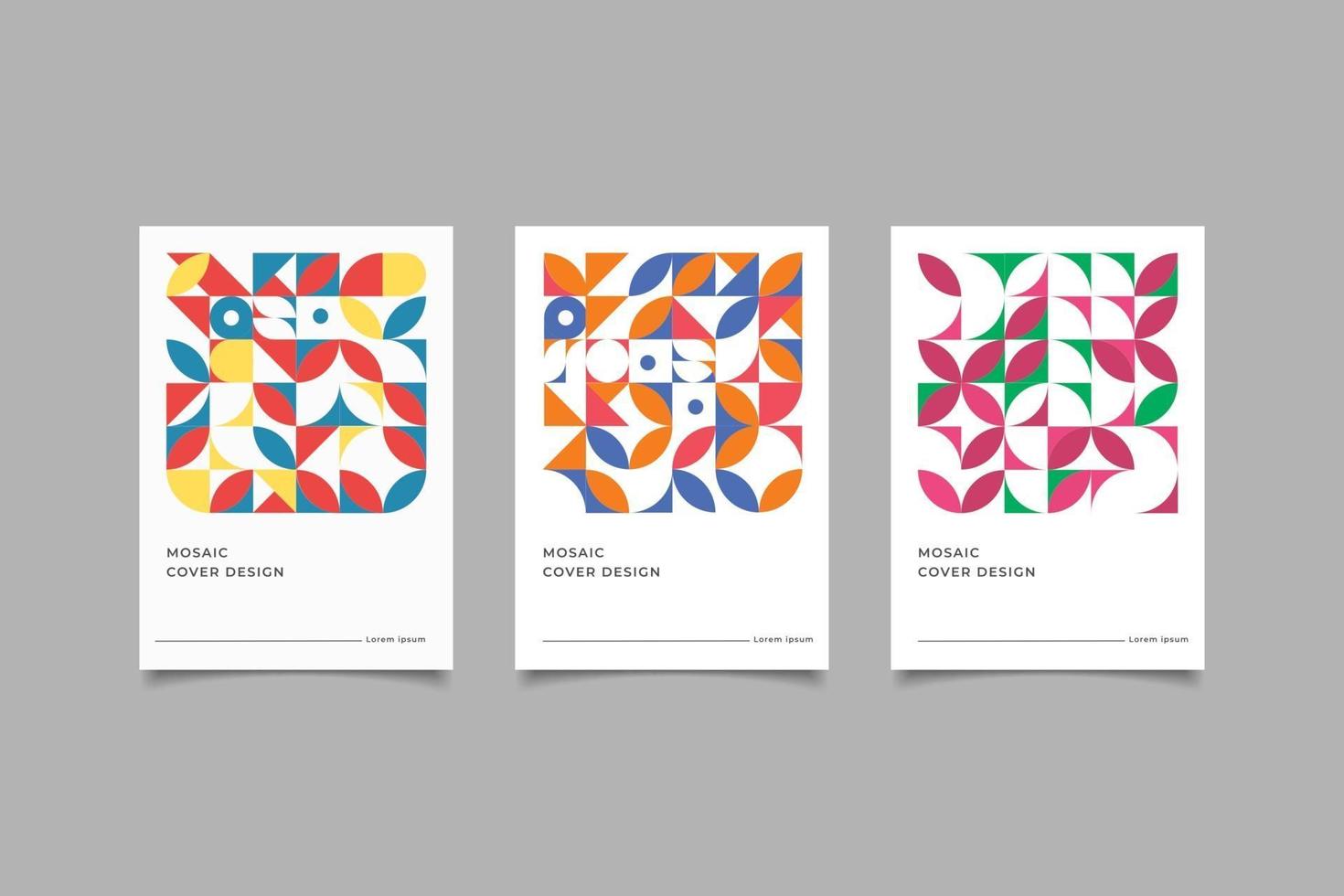 mosaic flat geometric business cover collection vector