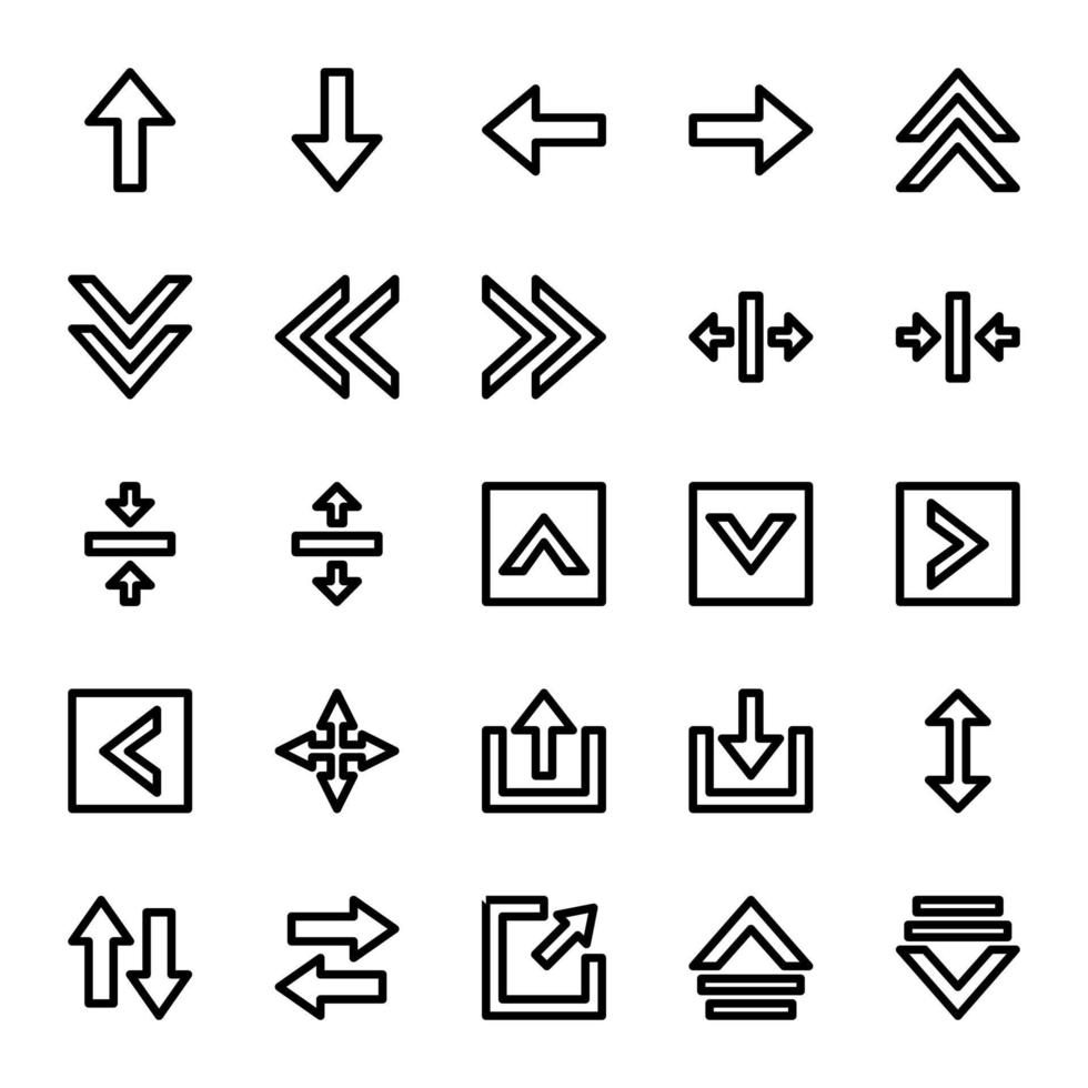 Arrows Icon Pack with Line Style vector