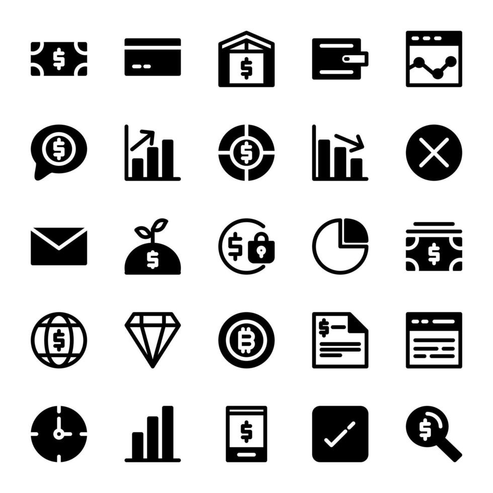 Finance Icon Pack with Flat style vector