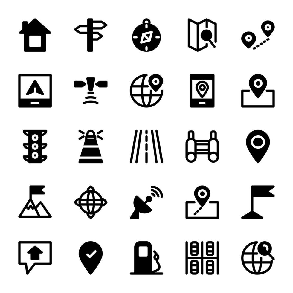 Navigation Icon Pack With Line Style vector