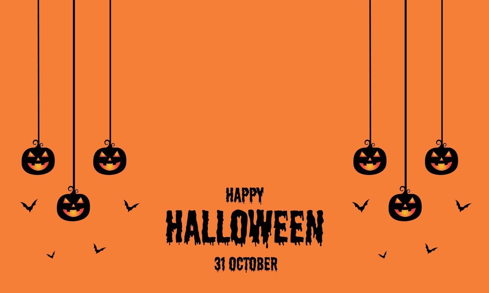 Happy Halloween Pumpkin Bat Simple Greeting vector