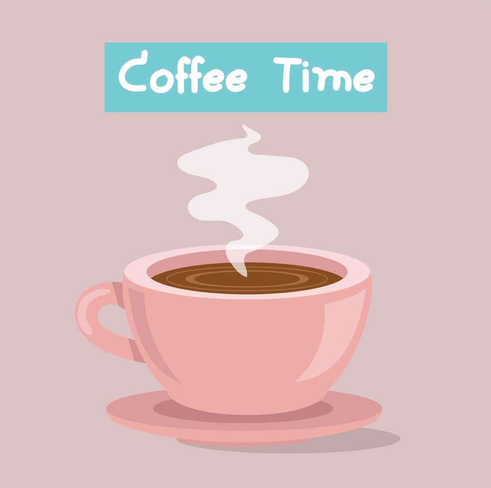 pink coffee cup coffee time vector