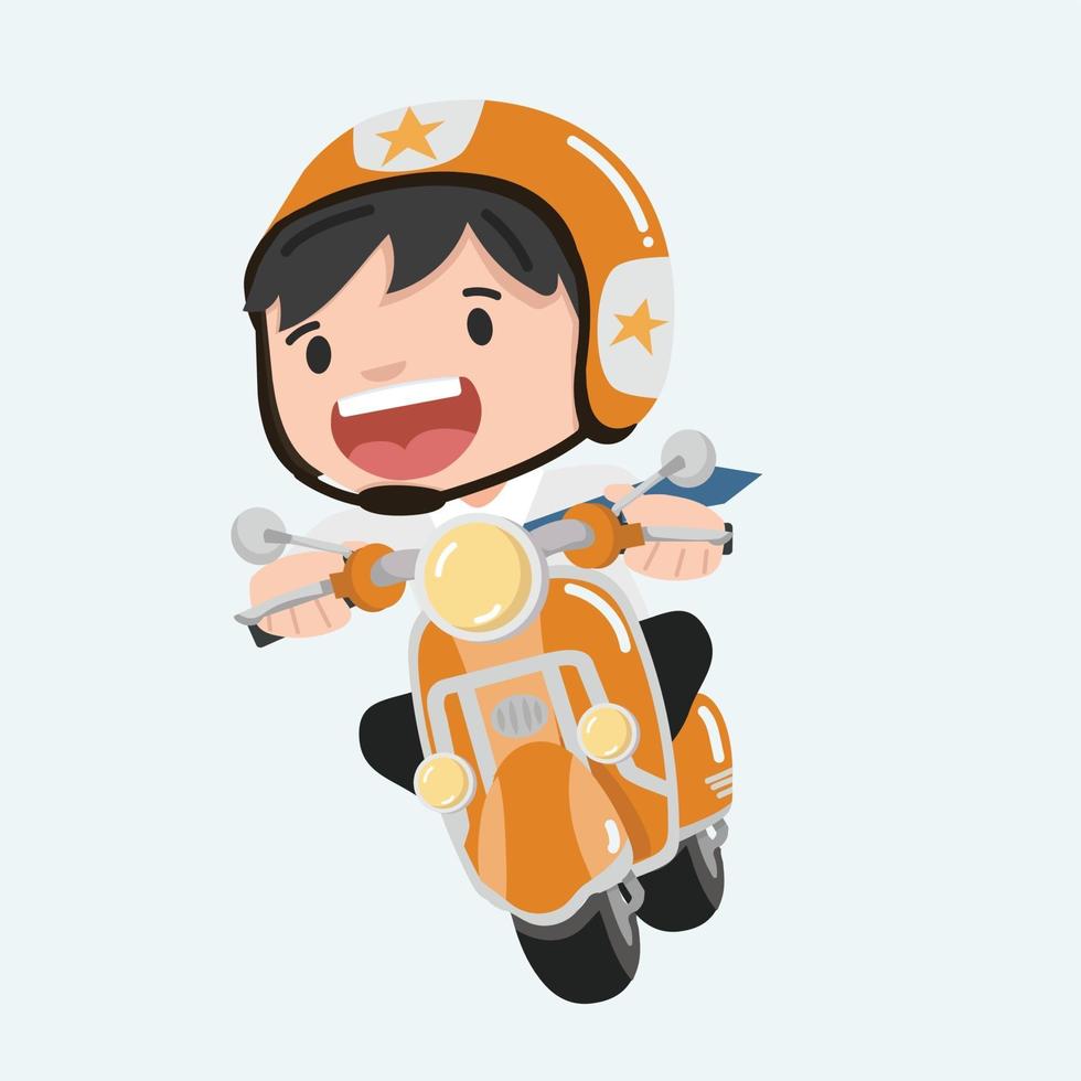 businessman riding on their motorbikes going to work vector