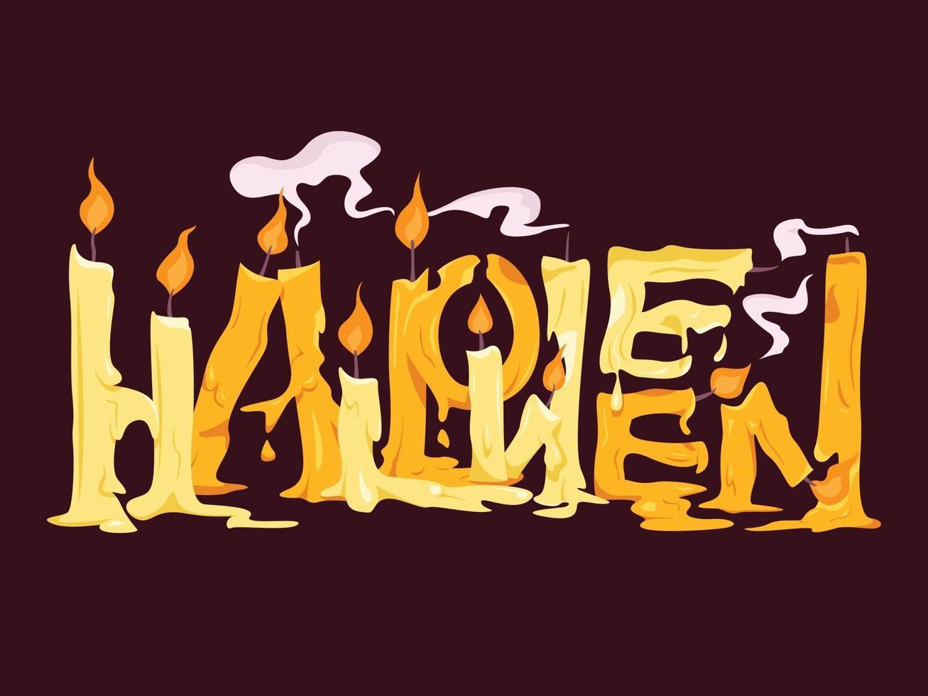 texto de halloween con las velas derretidas en estilo horror. vector