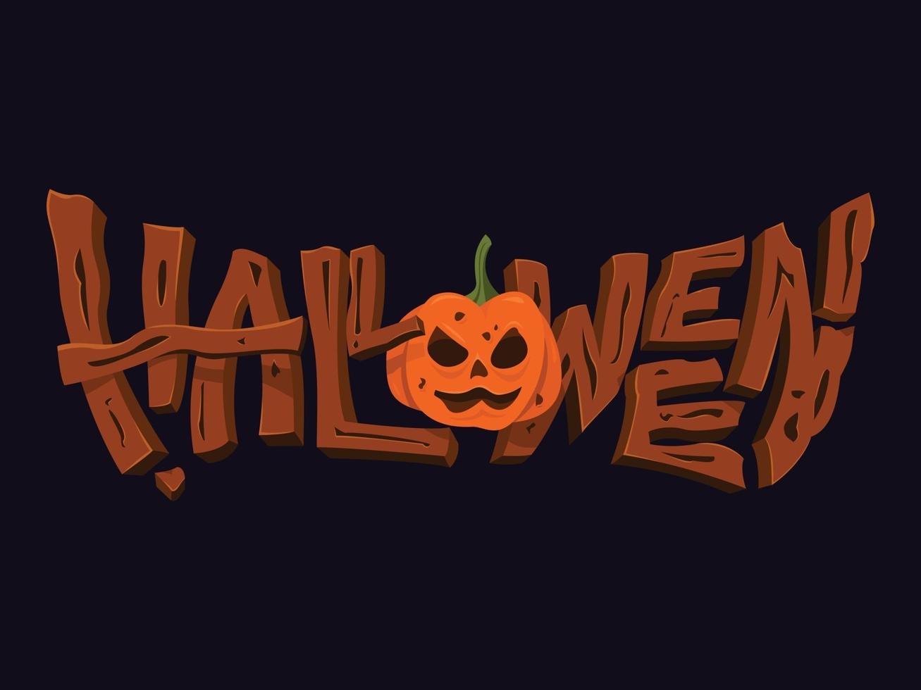 texto de halloween con jack o'lantern en estilo horror. vector