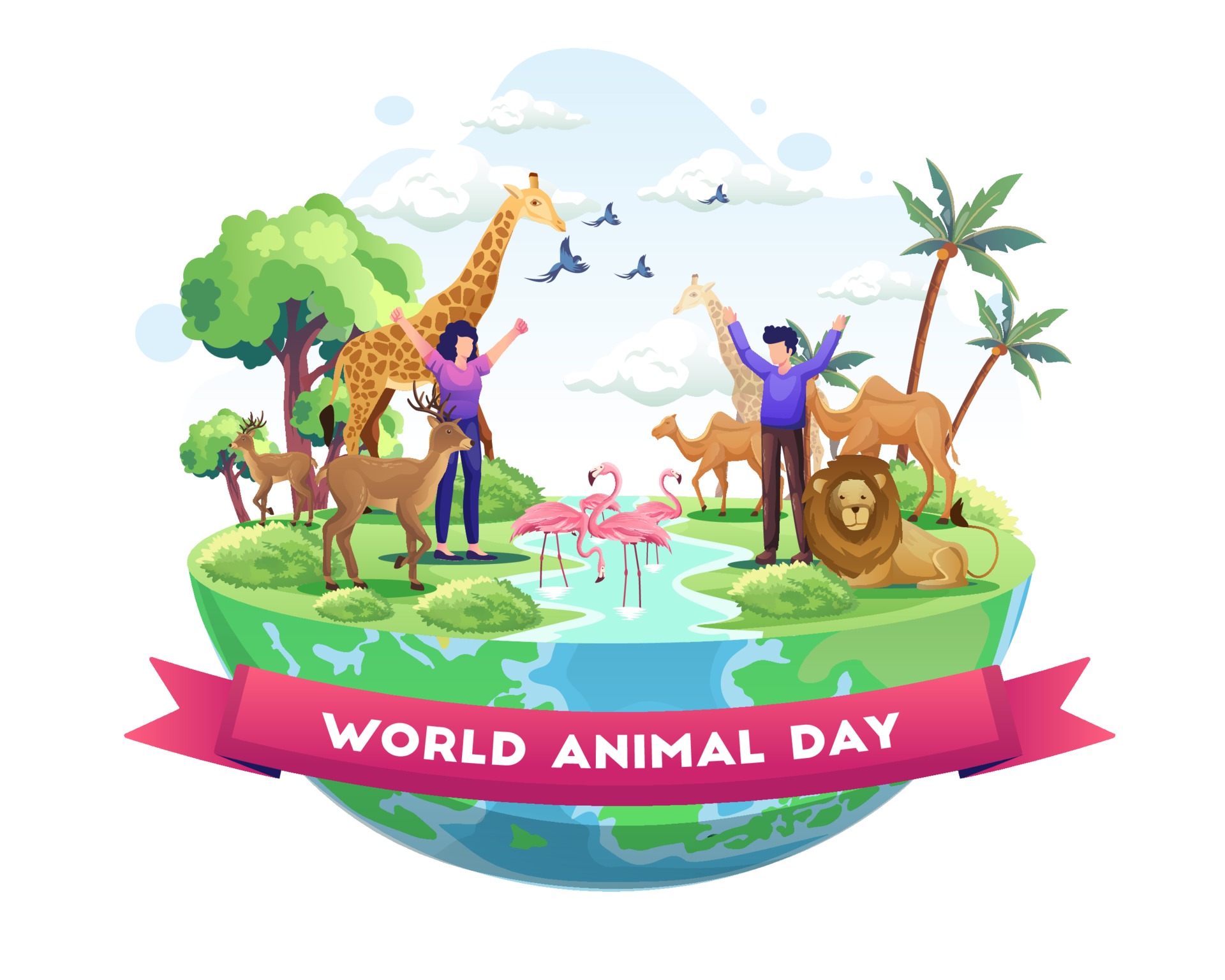 People Celebrate World Animal Day with the animals Vector Illustration  3361313 Vector Art at Vecteezy