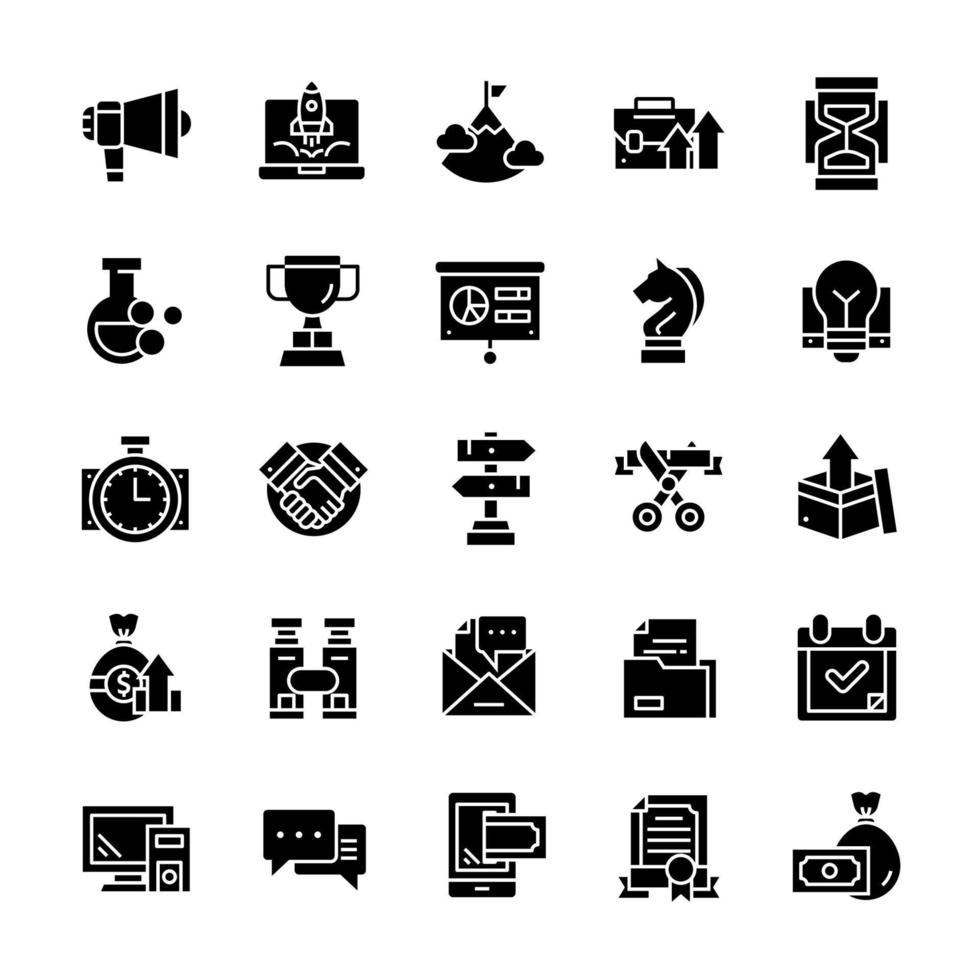 Set of Startup icons with glyph style. vector