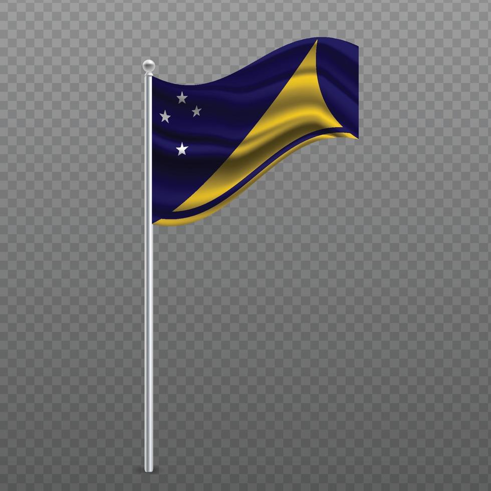 Tokelau waving flag on metal pole. vector