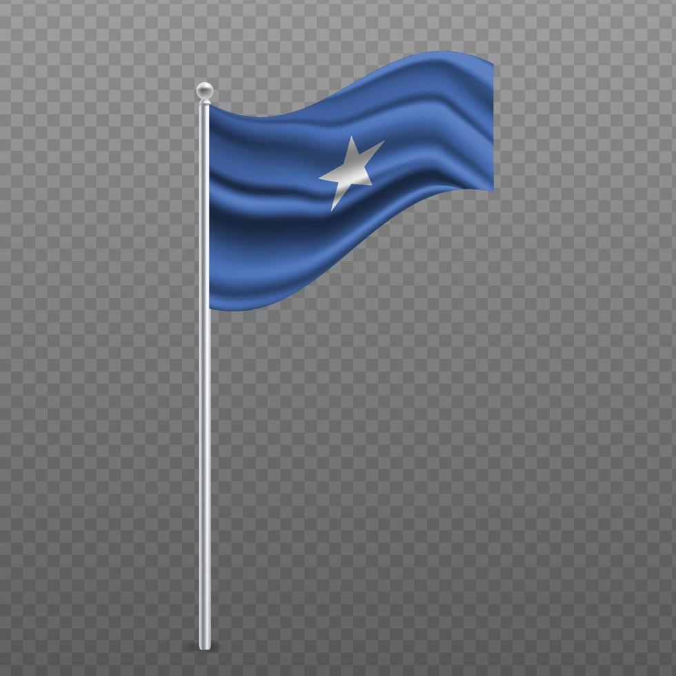 Somalia waving flag on metal pole. vector