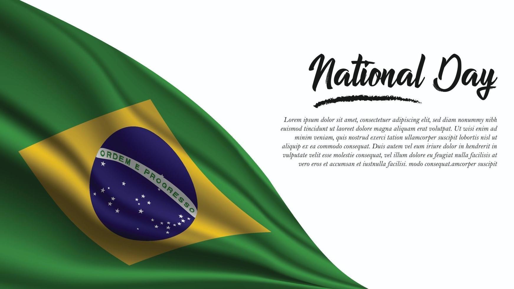 National Day Banner with Brazil Flag background vector
